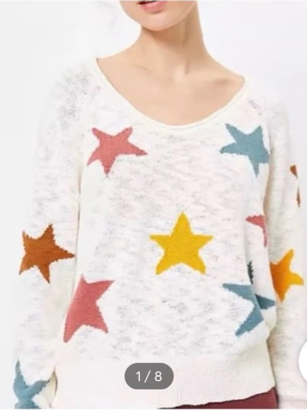 Loft Lou & Grey Cream Sweater with Multicolor Star Motifs